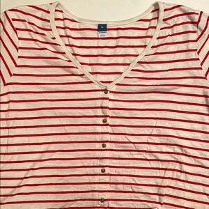Old Navy Red and White Striped Short Sleeve Tee
